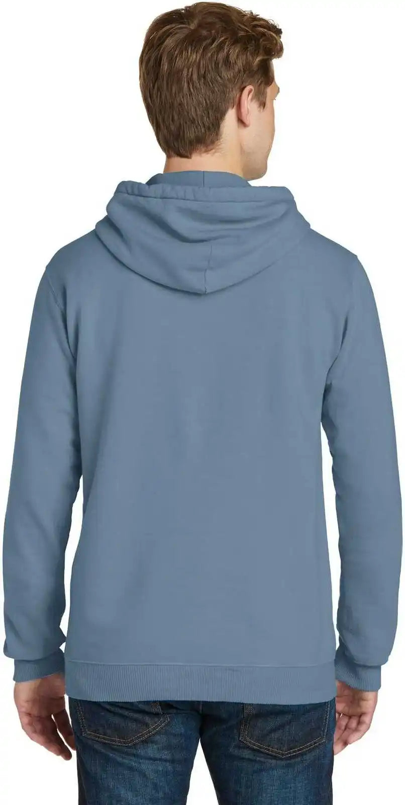 Port &amp; Company Pc098h Beach Wash Garment Dyed Pullover Hooded Sweatshirt Denim Blue