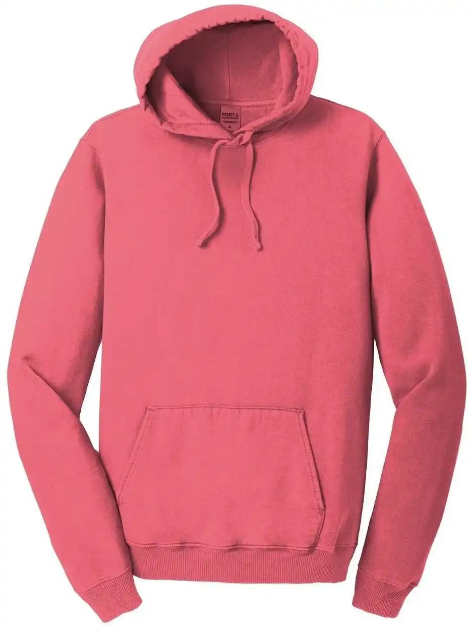 Port &amp; Company Pc098h Beach Wash Garment Dyed Pullover Hooded Sweatshirt Fruit Punch