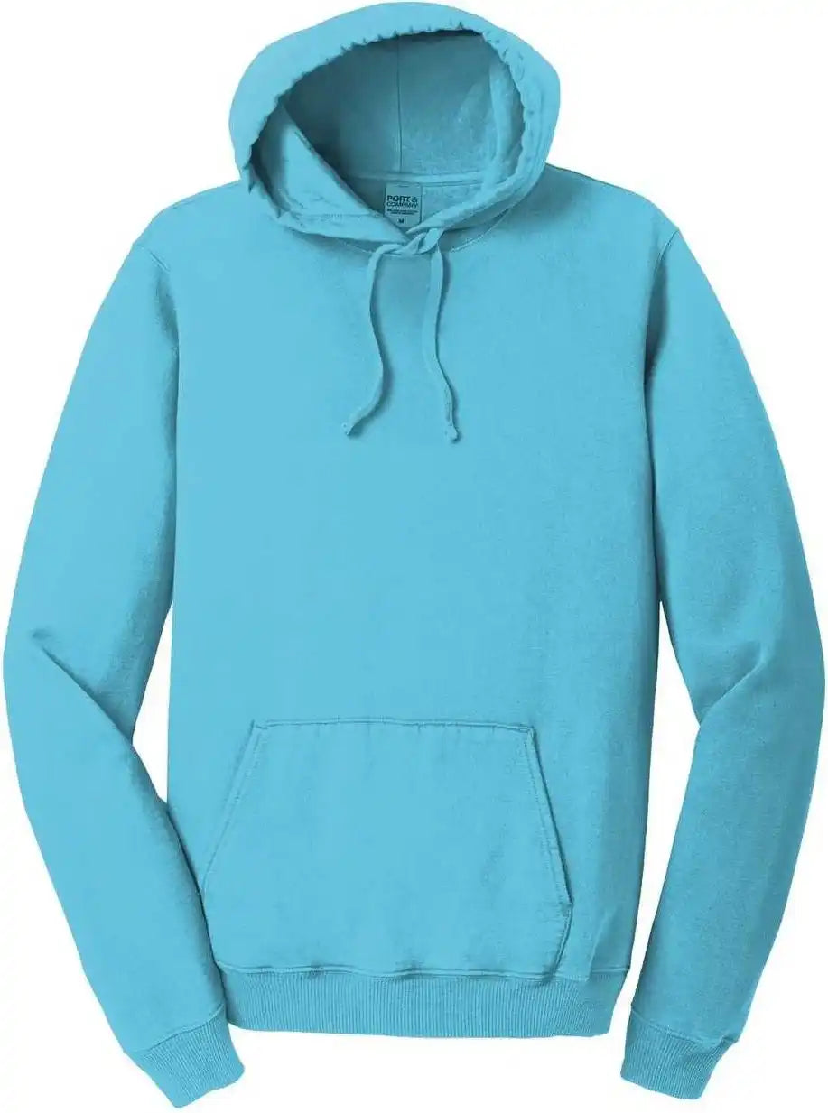 Port &amp; Company Pc098h Beach Wash Garment Dyed Pullover Hooded Sweatshirt Tidal Wave
