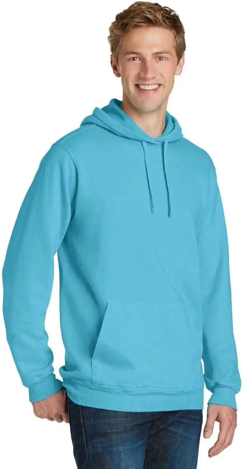 Port &amp; Company Pc098h Beach Wash Garment Dyed Pullover Hooded Sweatshirt Tidal Wave