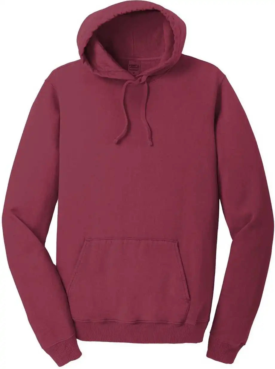 Port &amp; Company Pc098h Beach Wash Garment Dyed Pullover Hooded Sweatshirt Merlot