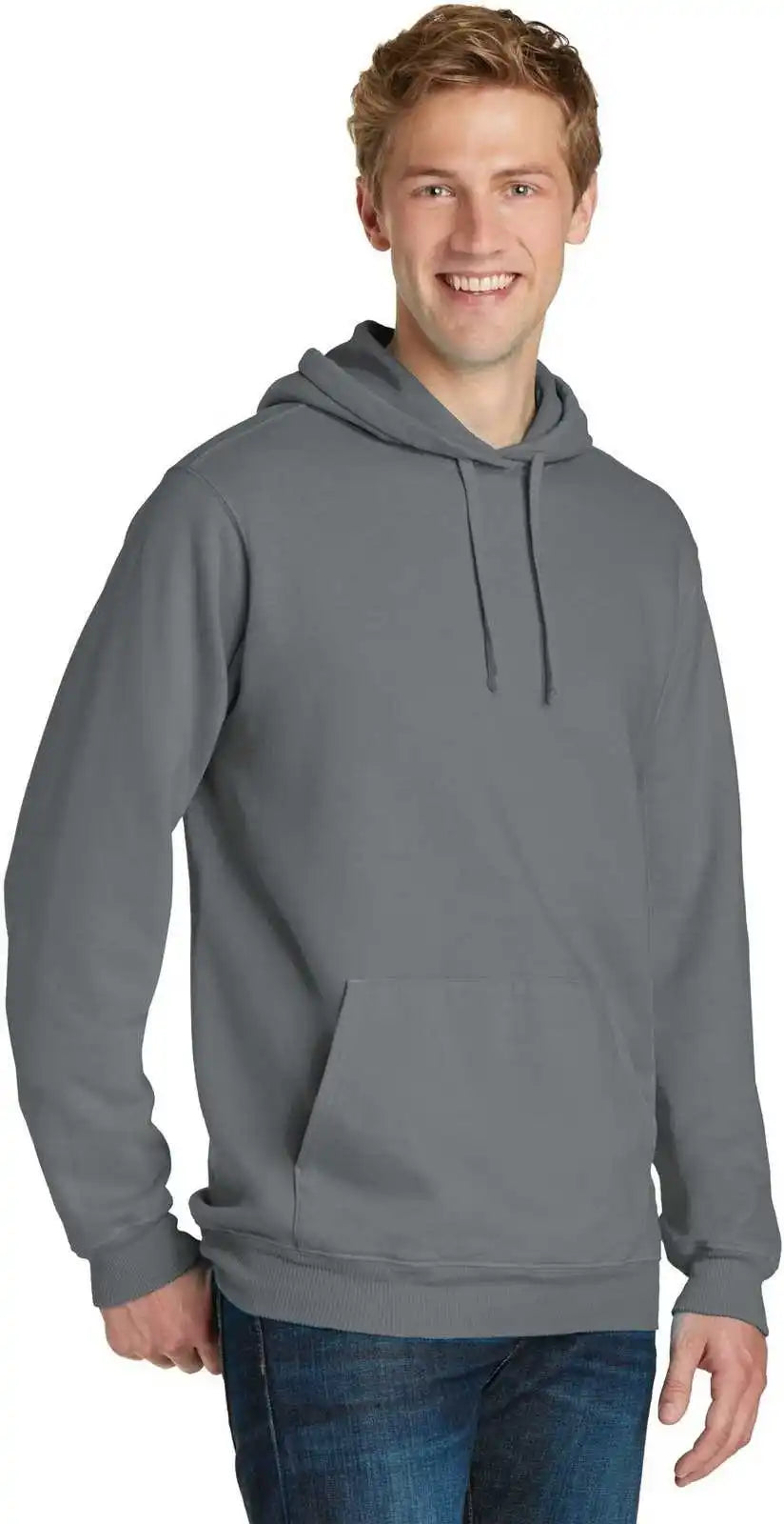 Port &amp; Company Pc098h Beach Wash Garment Dyed Pullover Hooded Sweatshirt Pewter