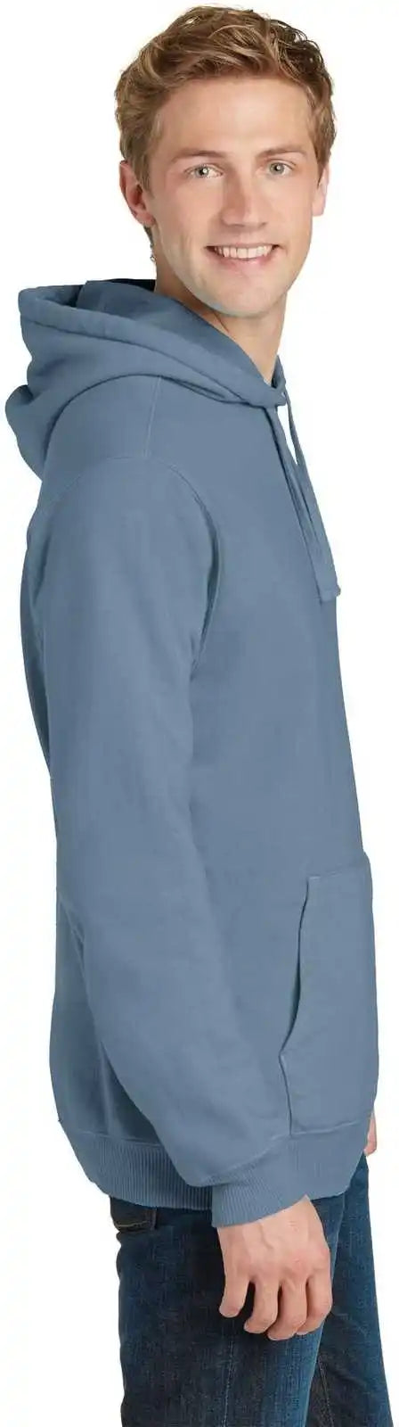Port &amp; Company Pc098h Beach Wash Garment Dyed Pullover Hooded Sweatshirt Denim Blue