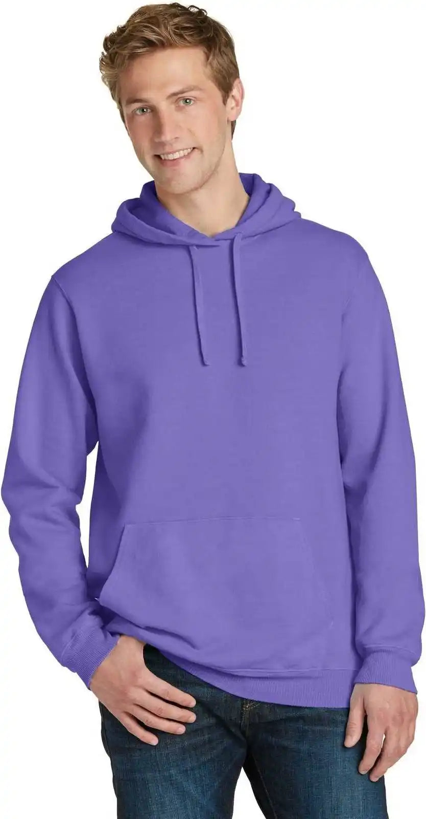 Port &amp; Company Pc098h Beach Wash Garment Dyed Pullover Hooded Sweatshirt Amethyst