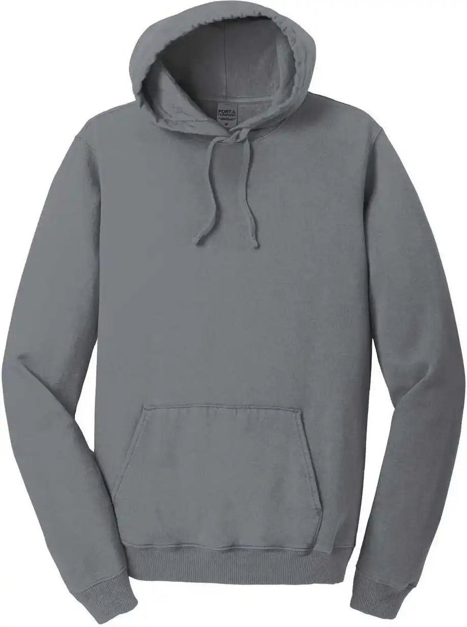 Port &amp; Company Pc098h Beach Wash Garment Dyed Pullover Hooded Sweatshirt Pewter