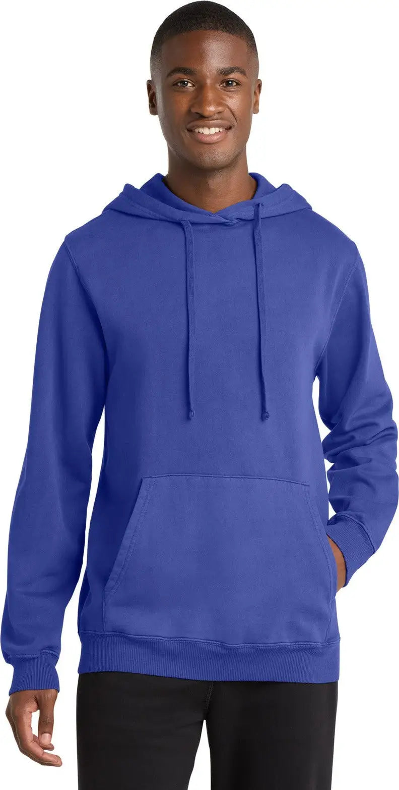 Port & Company Pc098h co Beach Wash Garment-dyed Pullover Hooded Sweatshirt - Blue Iris - Adult s