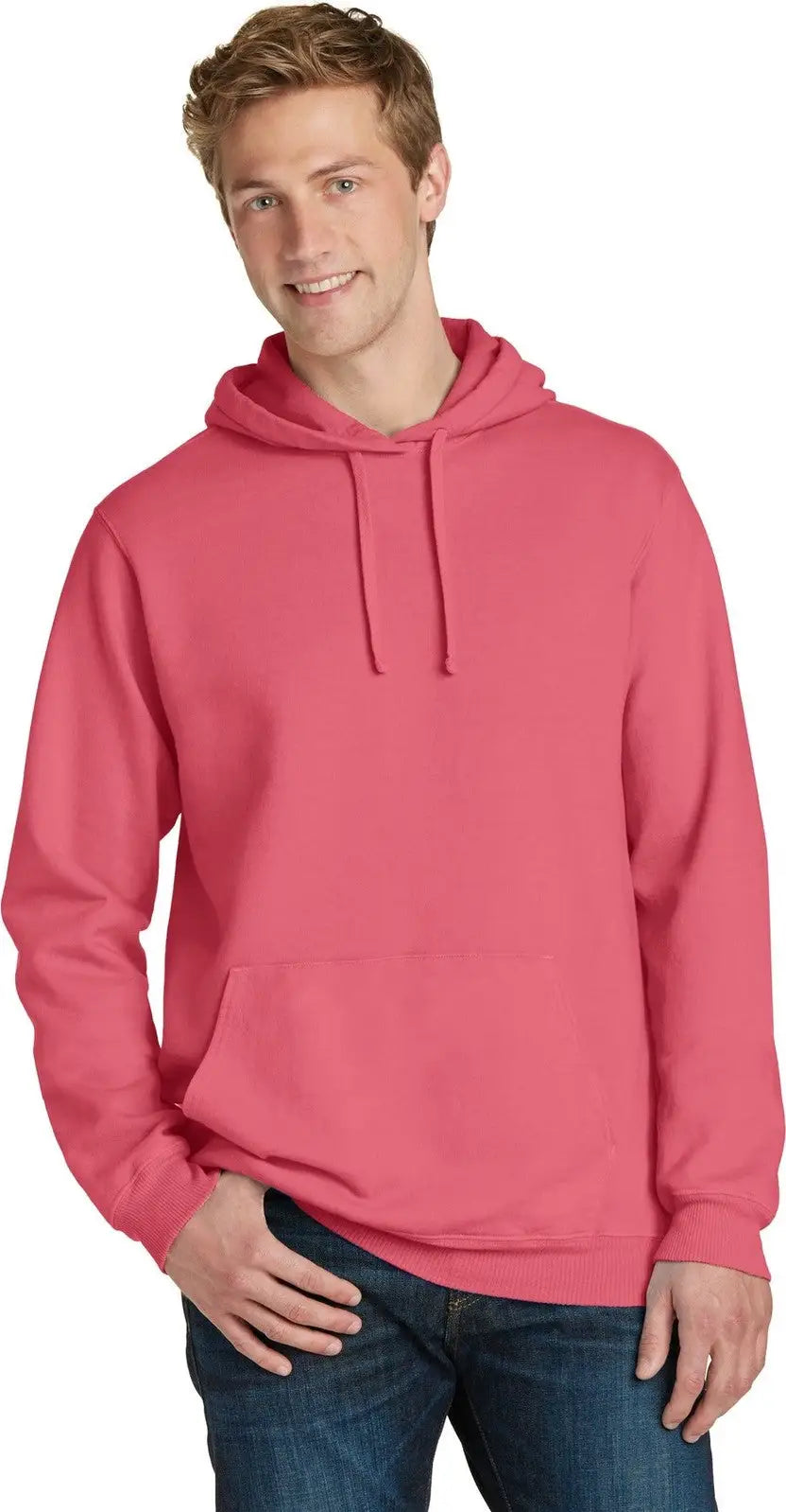 Port & Company Pc098h co Beach Wash Garment-dyed Pullover Hooded Sweatshirt - Fruit Punch - Adult s