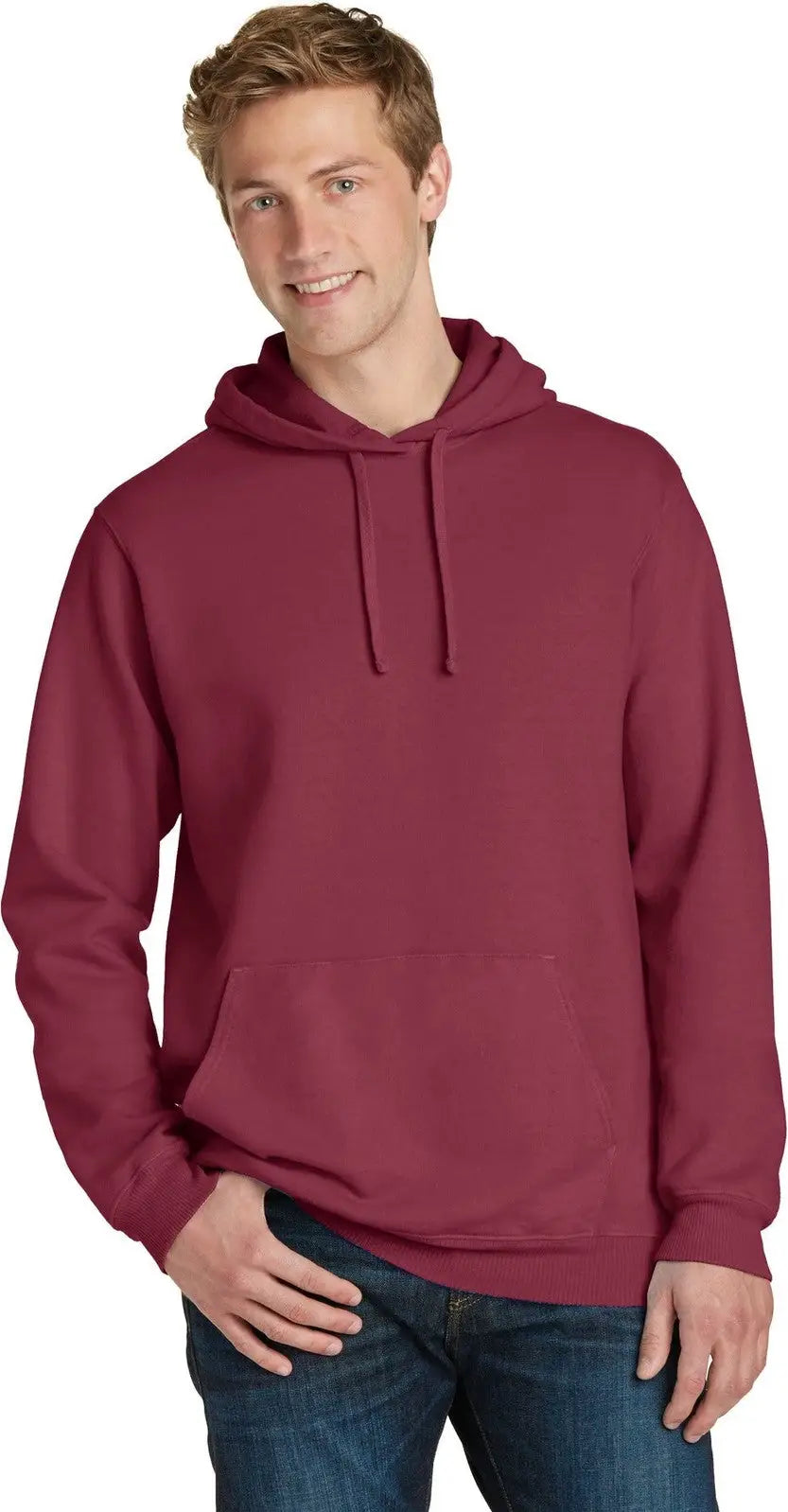 Port & Company Pc098h co Beach Wash Garment-dyed Pullover Hooded Sweatshirt - Merlot - Adult s