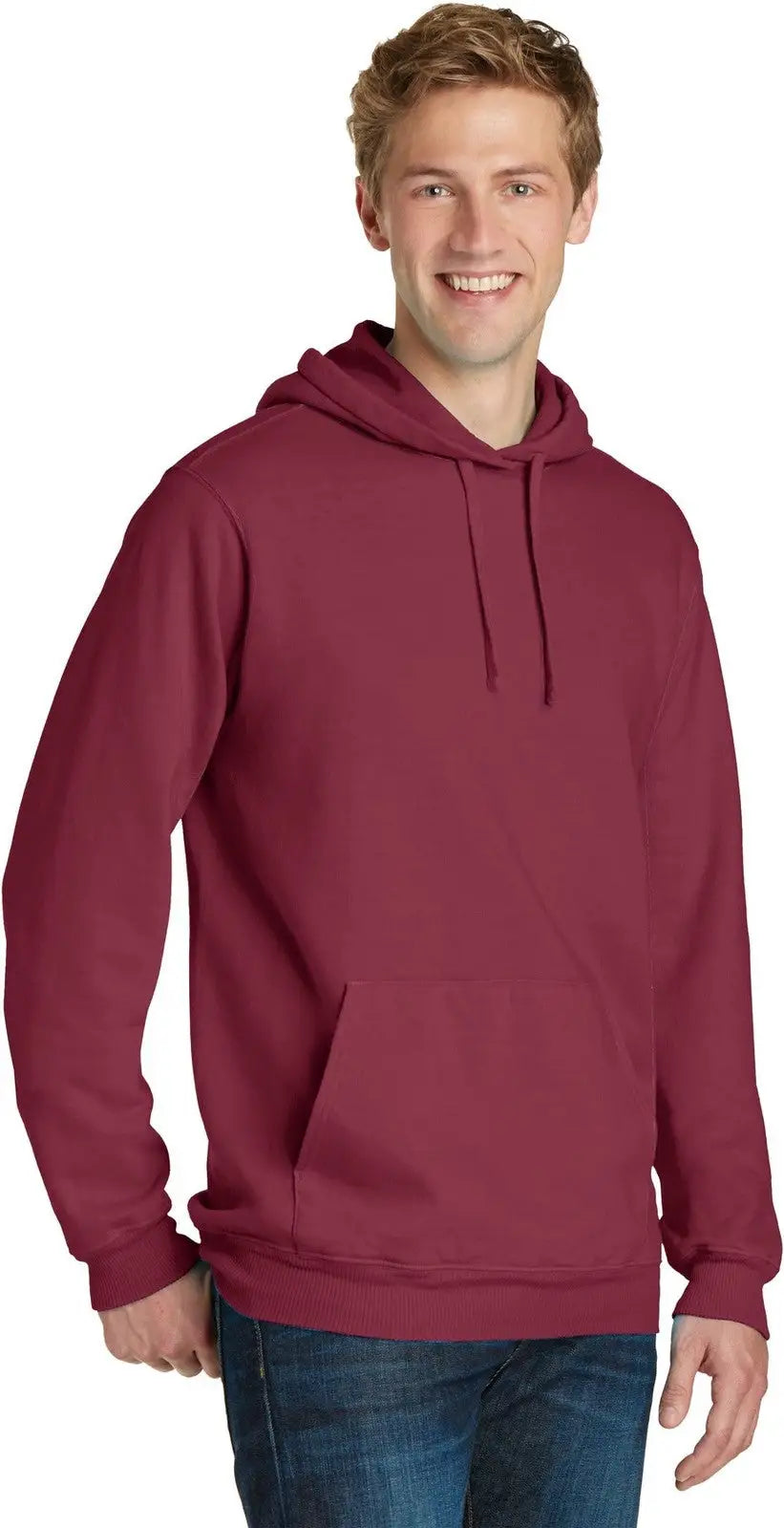Port & Company Pc098h co Beach Wash Garment-dyed Pullover Hooded Sweatshirt - Merlot