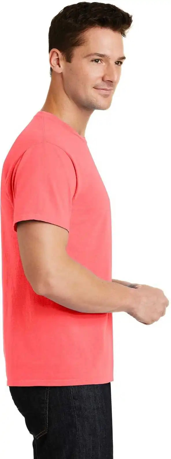 Port &amp; Company Pc099 Beach Wash Garment Dyed Tee Neon Coral