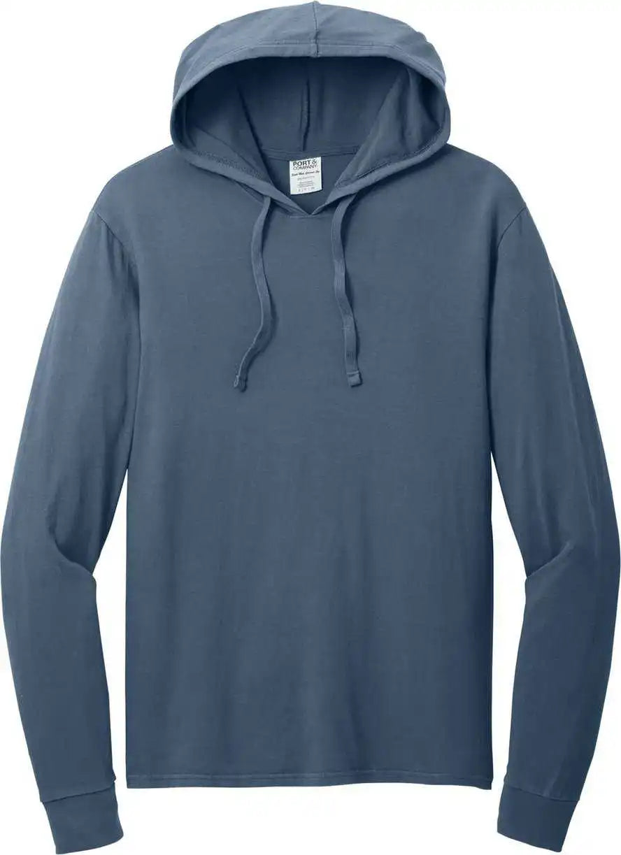 Port & Company Pc099h Beach Wash Garment-dyed Pullover Hooded Tee - Denim Blue