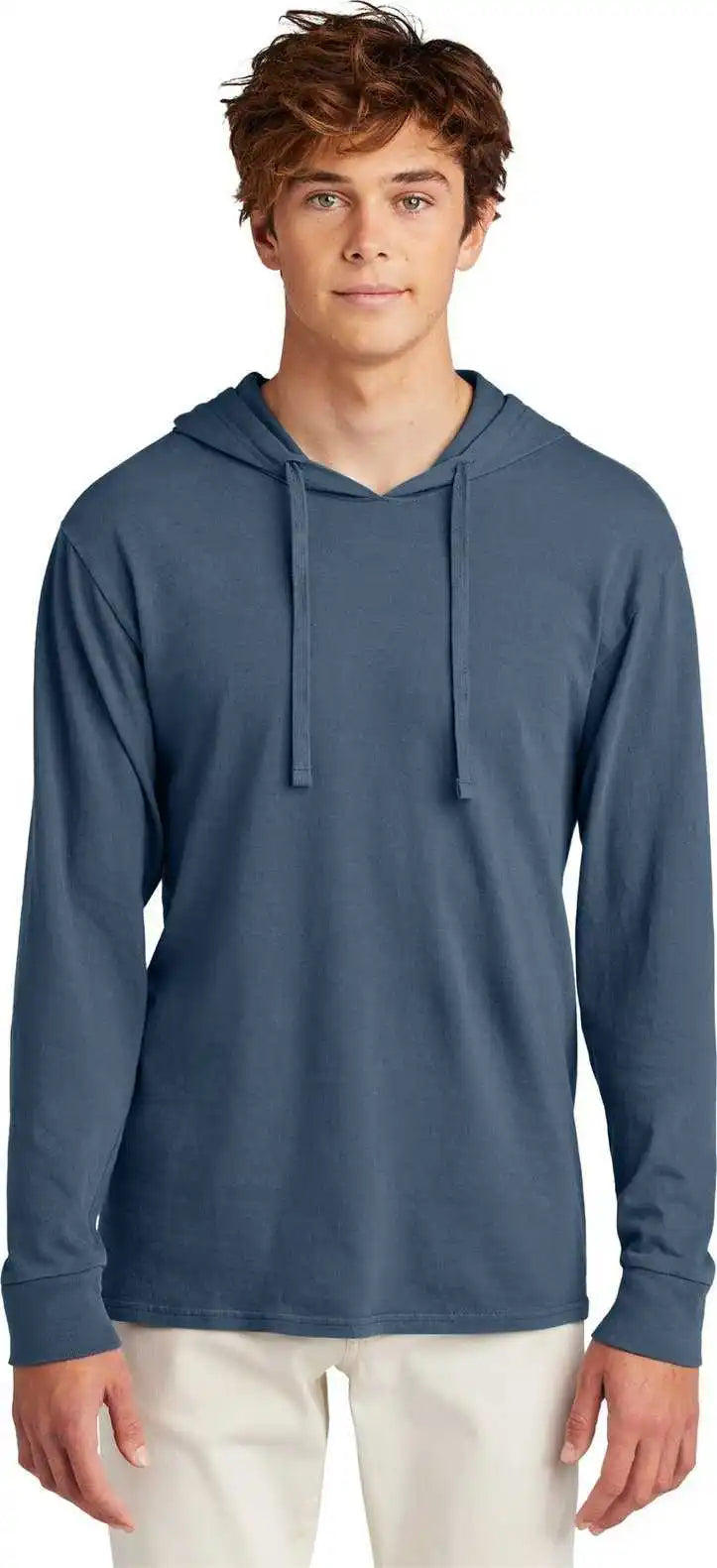 Port & Company Pc099h Beach Wash Garment-dyed Pullover Hooded Tee - Denim Blue