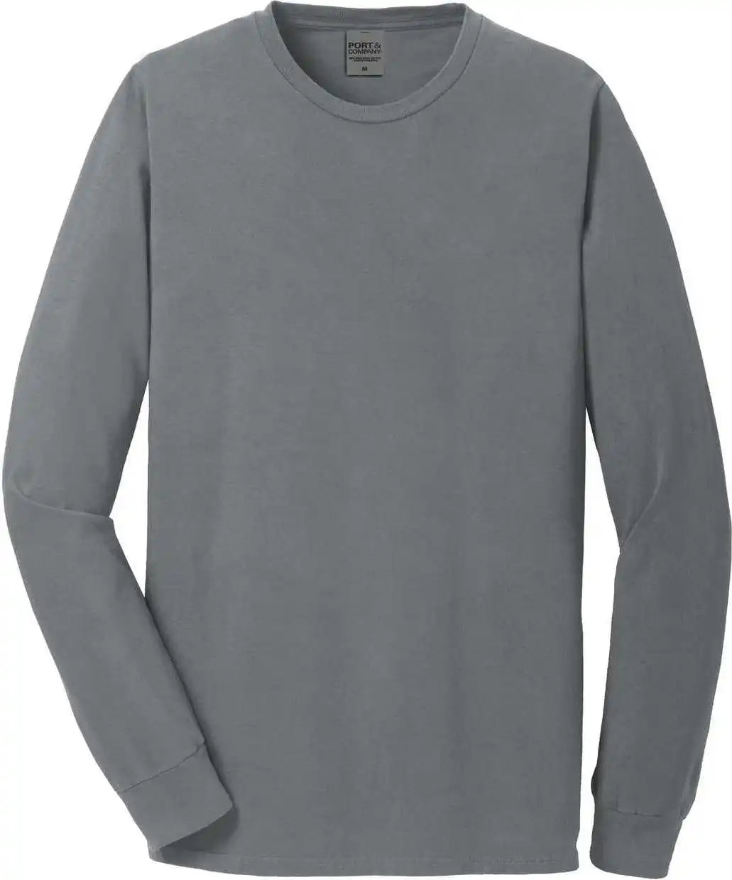 Port &amp; Company Pc099ls Beach Wash Garment Dyed Long Sleeve Tee Pewter