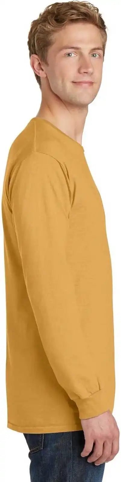 Port &amp; Company Pc099ls Beach Wash Garment Dyed Long Sleeve Tee Dijon