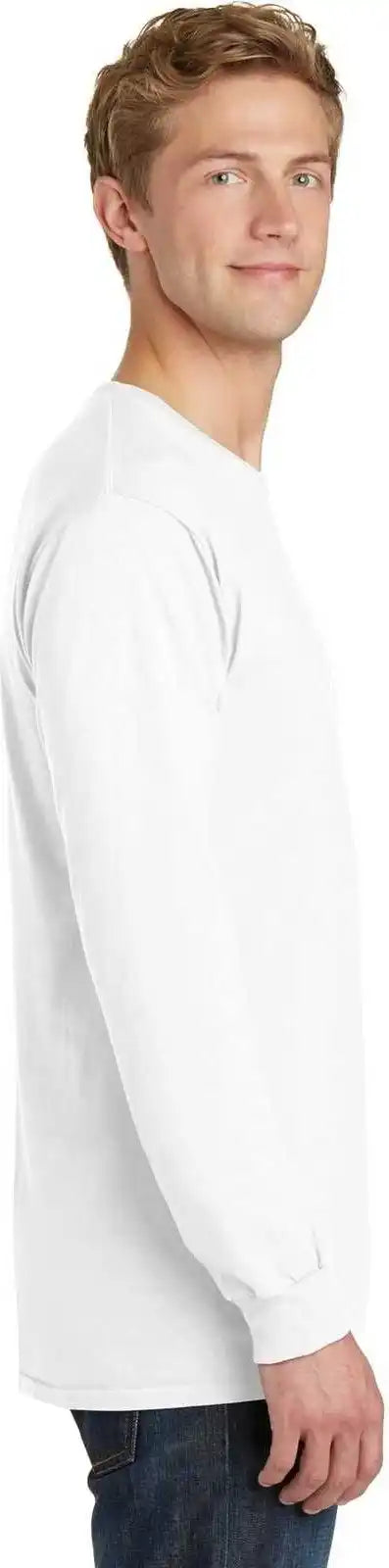 Port &amp; Company Pc099ls Beach Wash Garment Dyed Long Sleeve Tee White