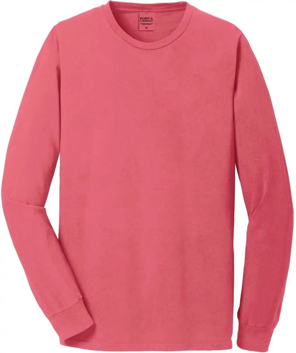 Port &amp; Company Pc099ls Beach Wash Garment Dyed Long Sleeve Tee Fruit Punch