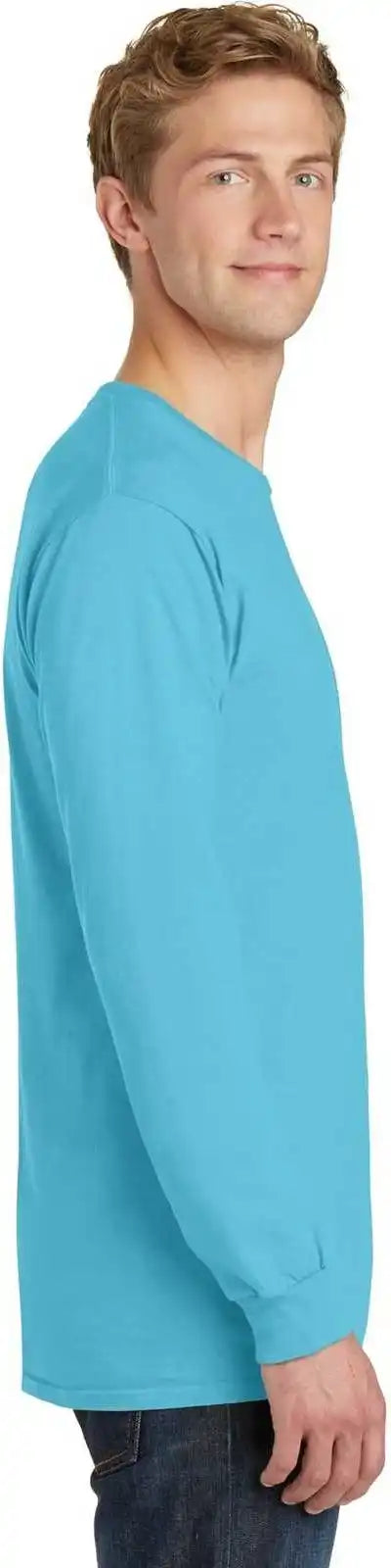 Port &amp; Company Pc099ls Beach Wash Garment Dyed Long Sleeve Tee Tidal Wave