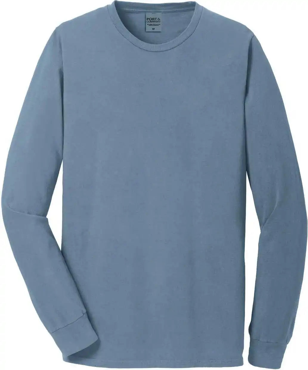 Port &amp; Company Pc099ls Beach Wash Garment Dyed Long Sleeve Tee Denim Blue