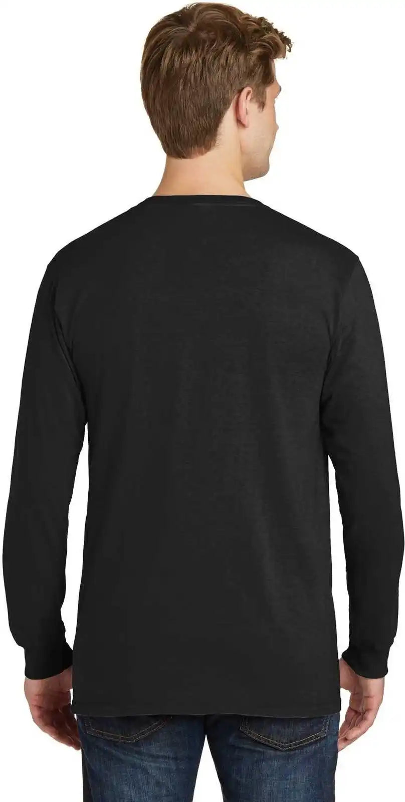 Port &amp; Company Pc099ls Beach Wash Garment Dyed Long Sleeve Tee Black