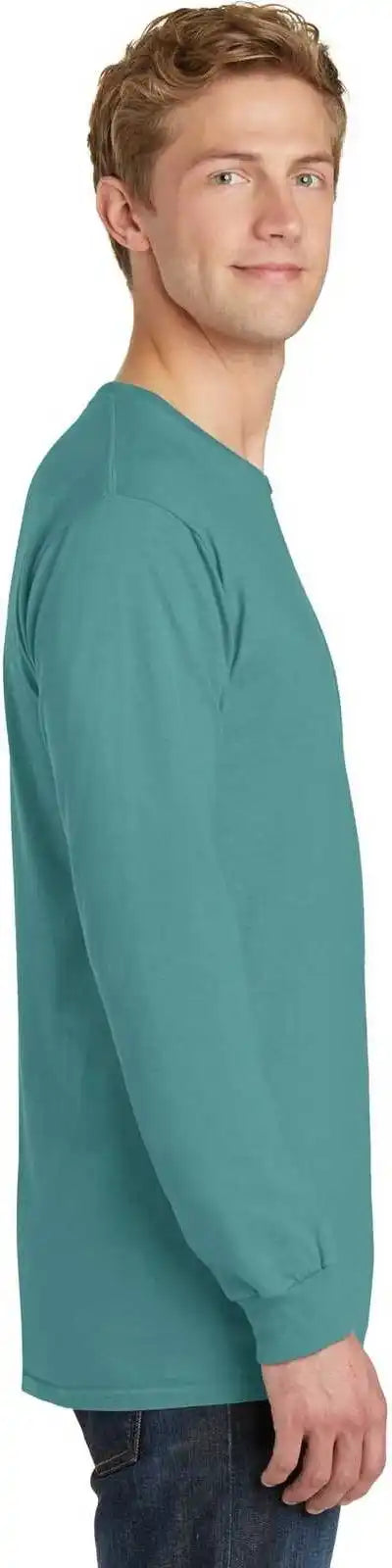 Port &amp; Company Pc099ls Beach Wash Garment Dyed Long Sleeve Tee Peacock