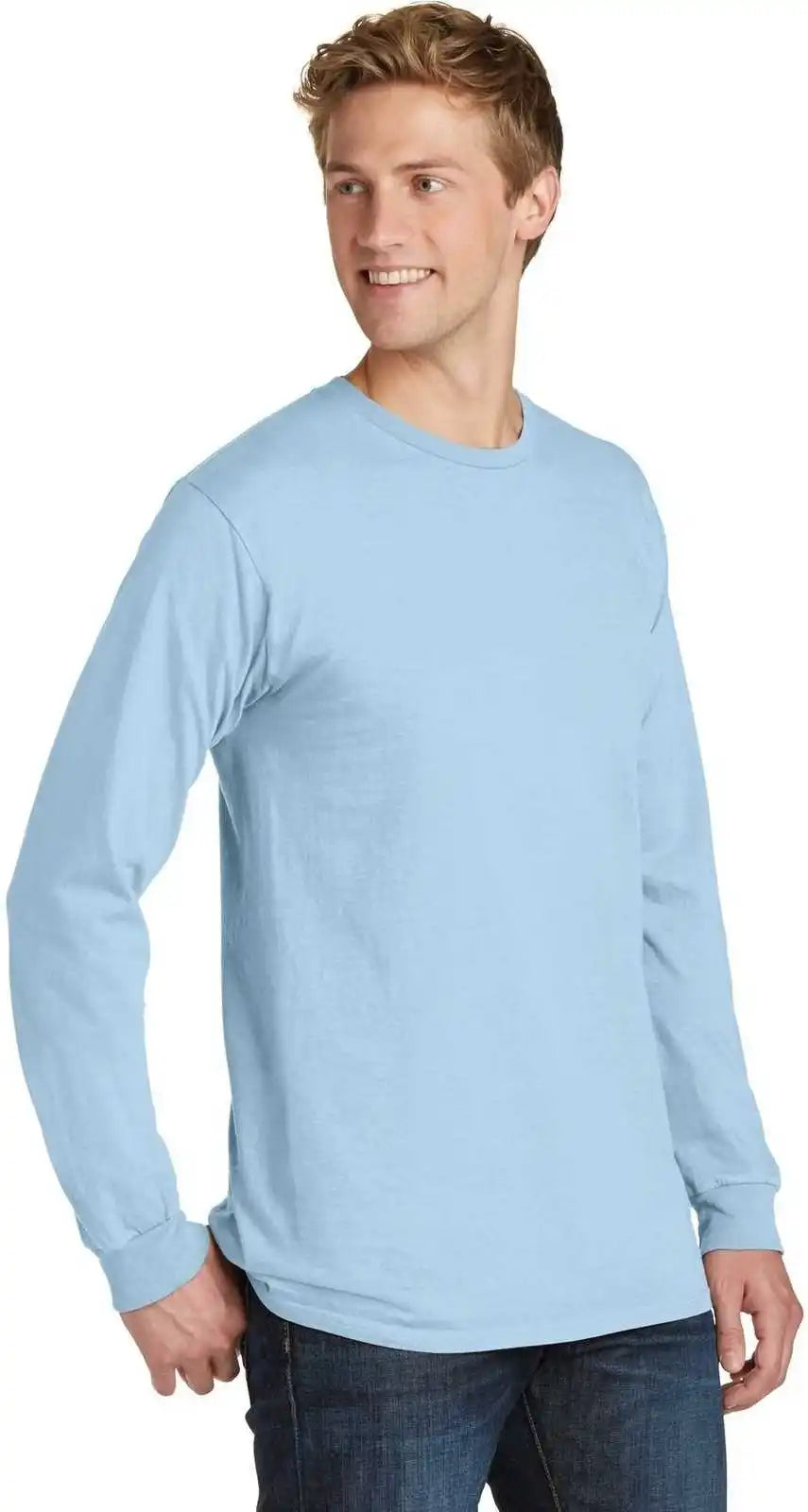 Port &amp; Company Pc099ls Beach Wash Garment Dyed Long Sleeve Tee Glacier