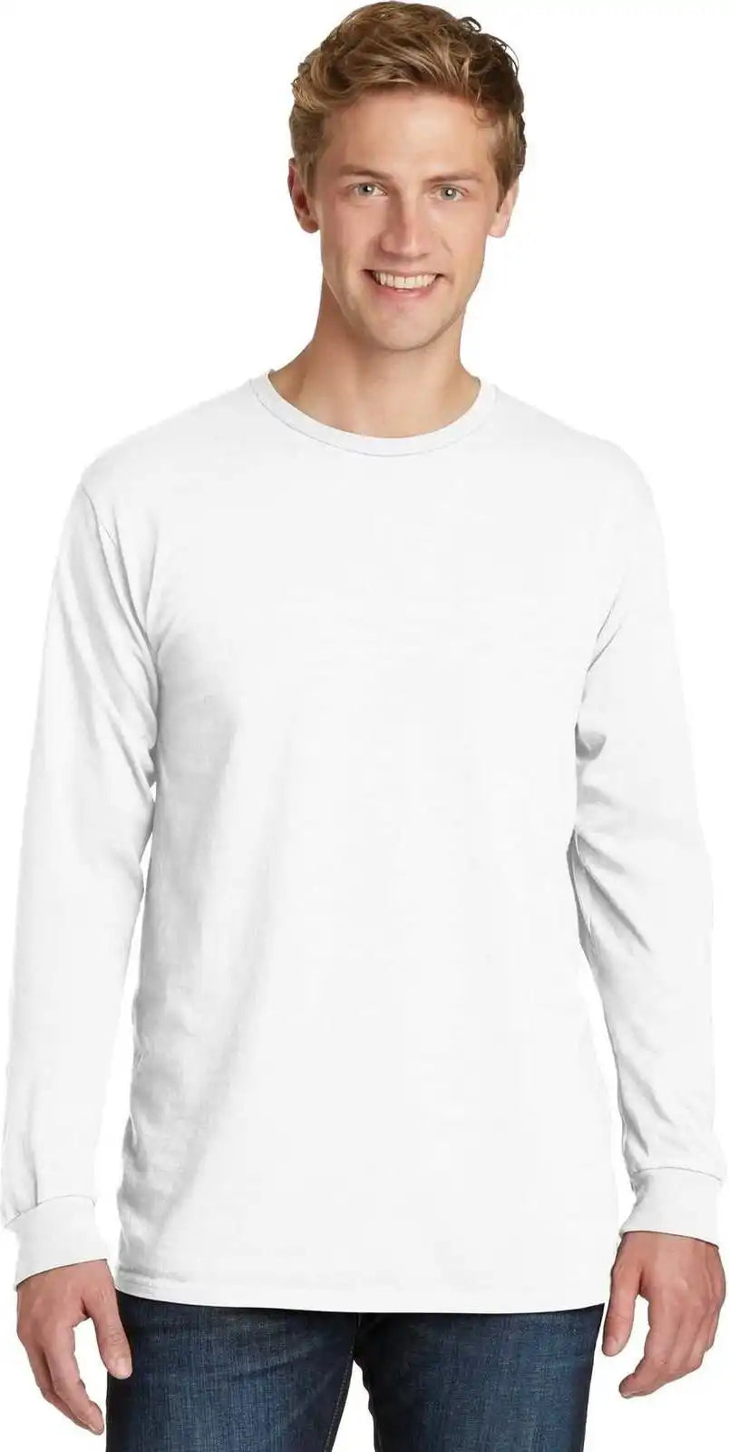 Port & Company Pc099ls Beach Wash Garment Dyed Long Sleeve Tee White