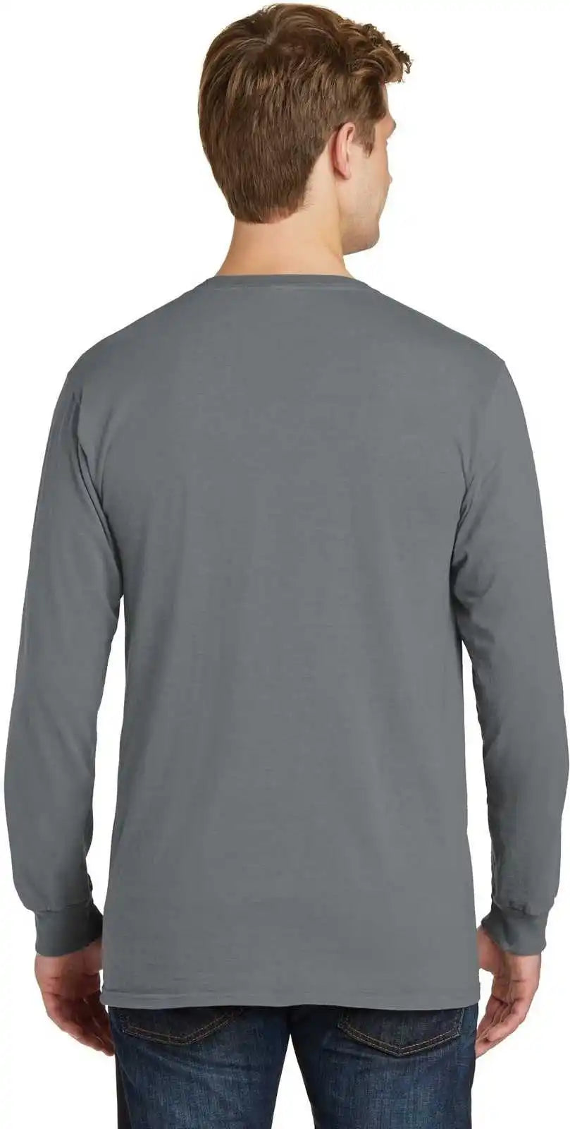 Port &amp; Company Pc099ls Beach Wash Garment Dyed Long Sleeve Tee Pewter