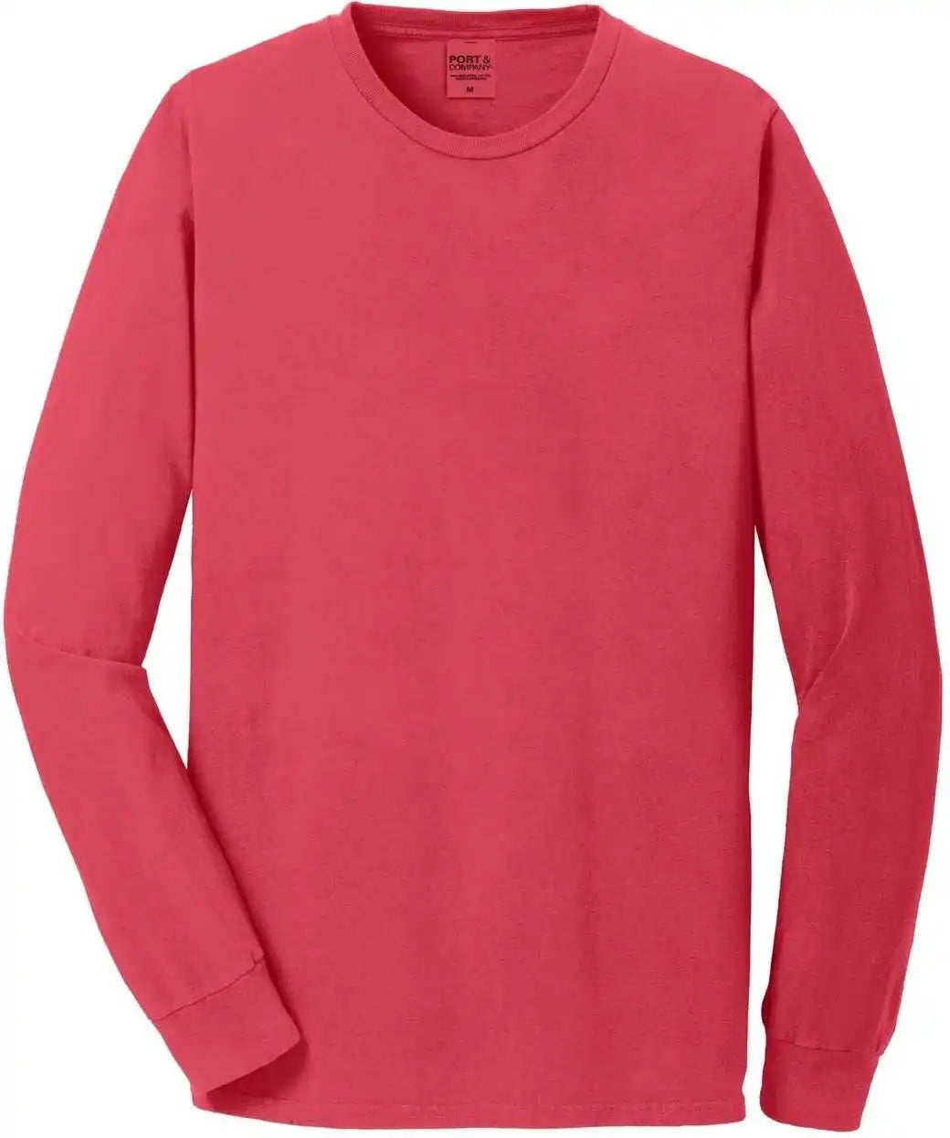 Port &amp; Company Pc099ls Beach Wash Garment Dyed Long Sleeve Tee Poppy