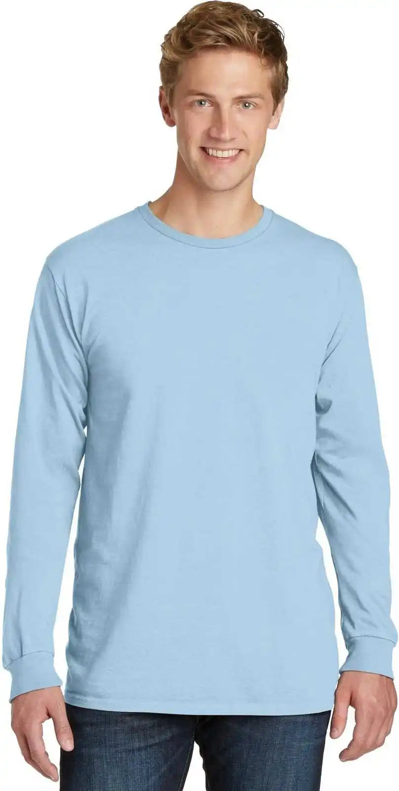 Port &amp; Company Pc099ls Beach Wash Garment Dyed Long Sleeve Tee Glacier