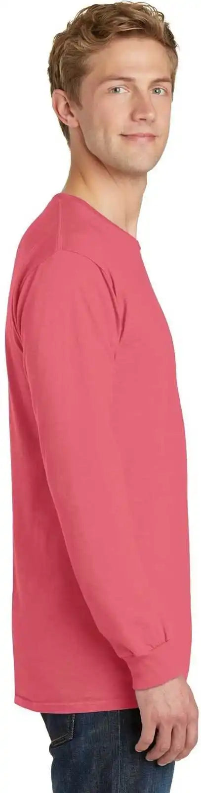 Port &amp; Company Pc099ls Beach Wash Garment Dyed Long Sleeve Tee Fruit Punch