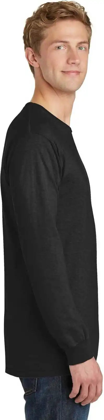 Port &amp; Company Pc099ls Beach Wash Garment Dyed Long Sleeve Tee Black