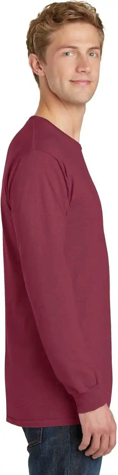 Port &amp; Company Pc099ls Beach Wash Garment Dyed Long Sleeve Tee Merlot