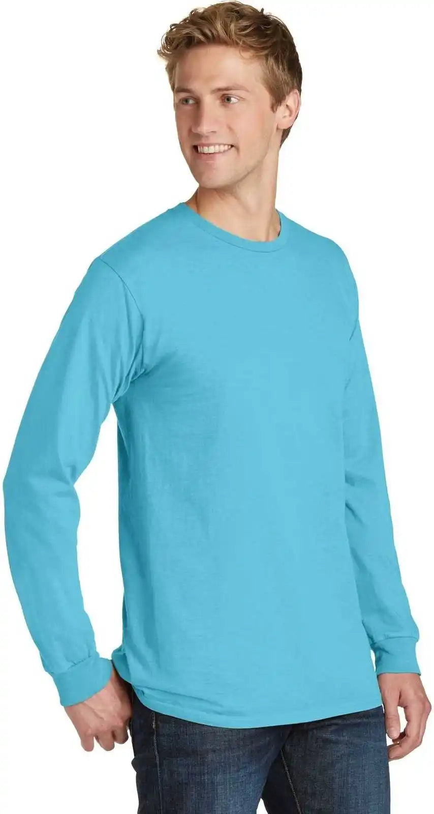 Port &amp; Company Pc099ls Beach Wash Garment Dyed Long Sleeve Tee Tidal Wave