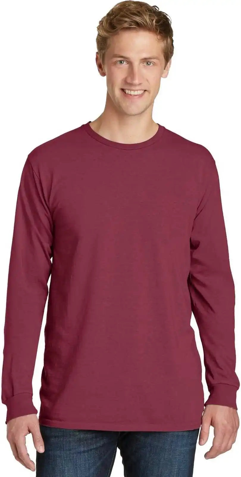 Port & Company Pc099ls Beach Wash Garment Dyed Long Sleeve Tee Merlot