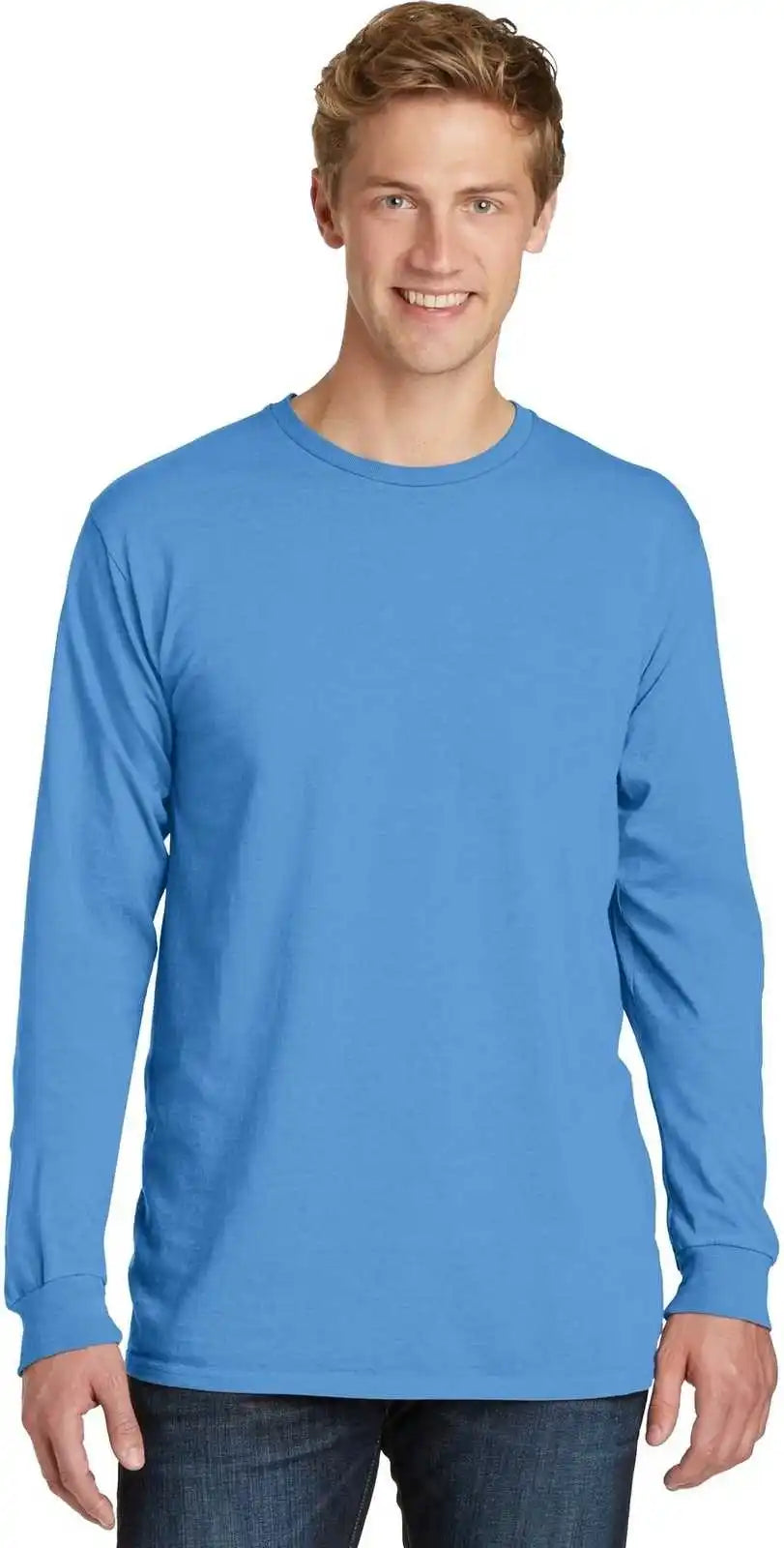 Port & Company Pc099ls Beach Wash Garment Dyed Long Sleeve Tee Blue Moon