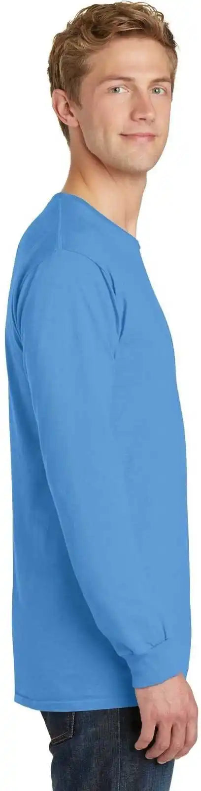Port &amp; Company Pc099ls Beach Wash Garment Dyed Long Sleeve Tee Blue Moon