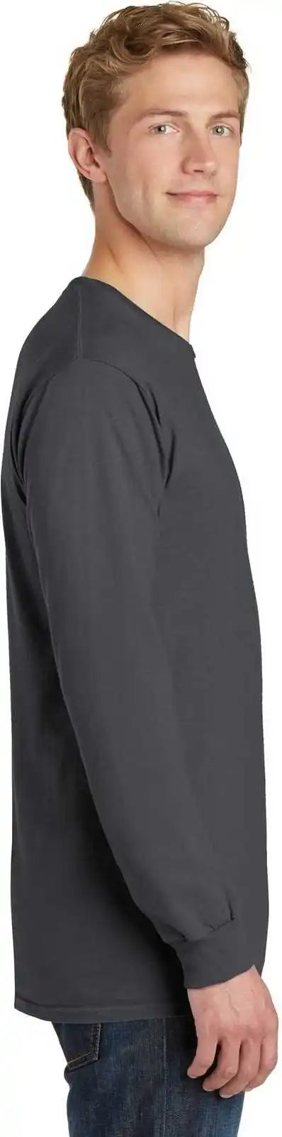 Port &amp; Company Pc099ls Beach Wash Garment-dyed Long Sleeve Tee - Coal
