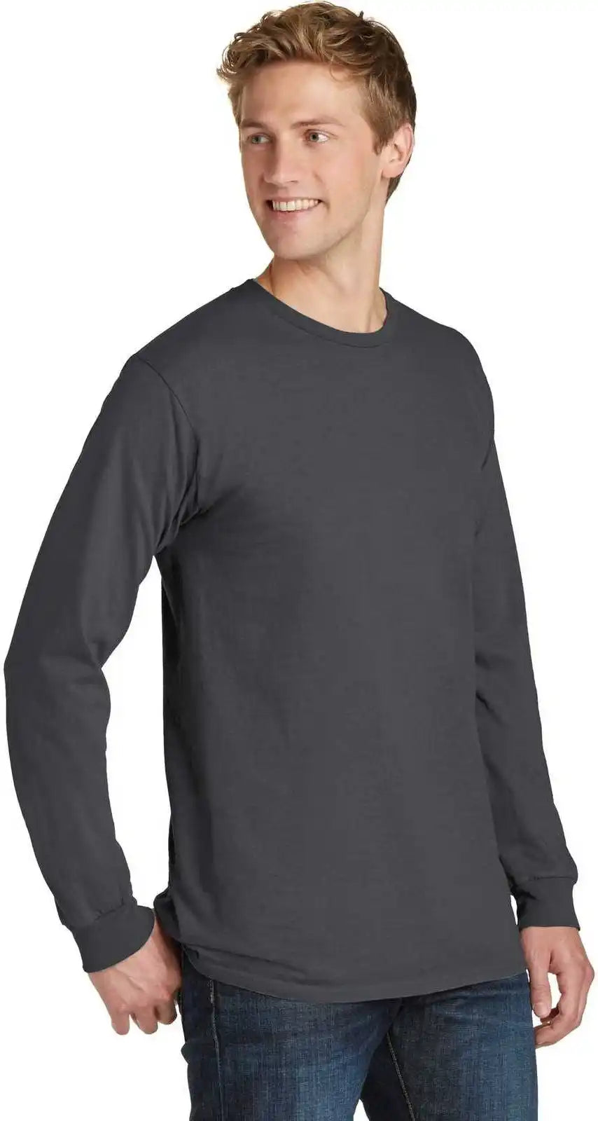 Port &amp; Company Pc099ls Beach Wash Garment-dyed Long Sleeve Tee - Coal