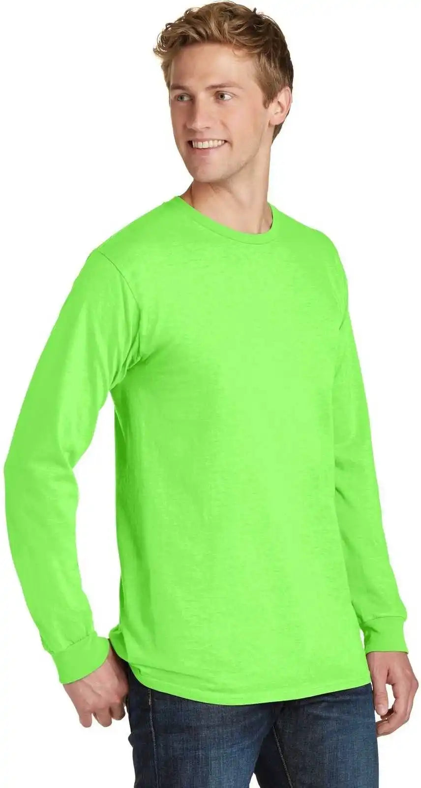 Port &amp; Company Pc099ls Beach Wash Garment-dyed Long Sleeve Tee - Neon Green