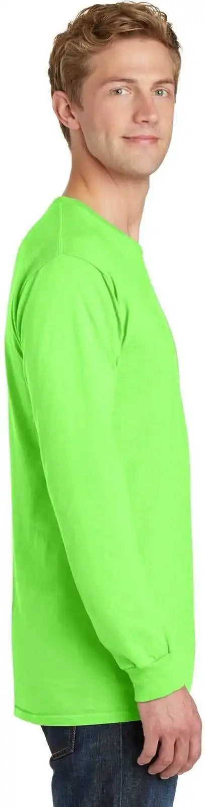 Port &amp; Company Pc099ls Beach Wash Garment-dyed Long Sleeve Tee - Neon Green