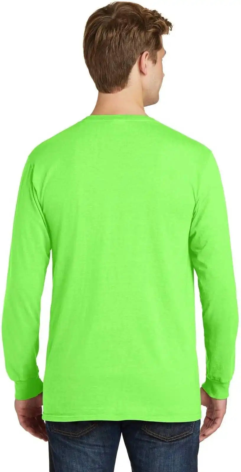 Port &amp; Company Pc099ls Beach Wash Garment-dyed Long Sleeve Tee - Neon Green