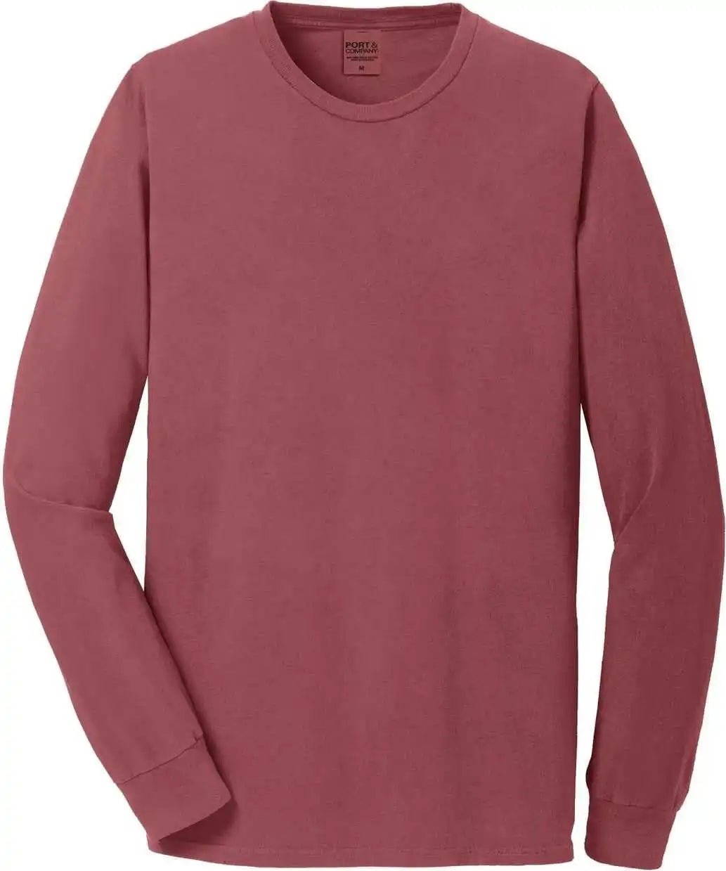 Port &amp; Company Pc099ls Beach Wash Garment Dyed Long Sleeve Tee Red Rock
