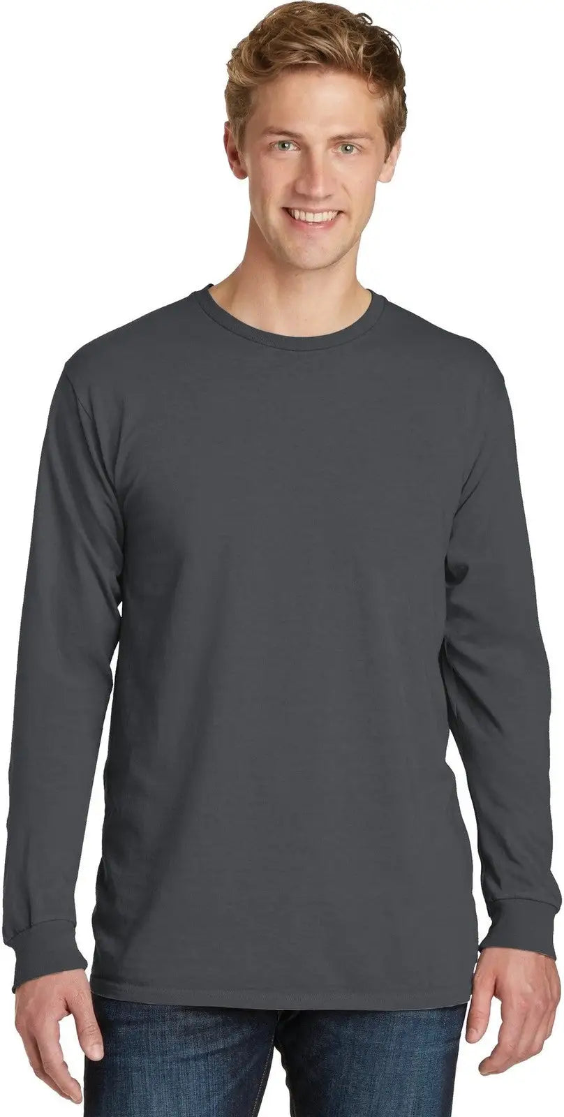 Port & Company Pc099ls co Beach Wash Garment-dyed Long Sleeve Tee - Coal - Adult s