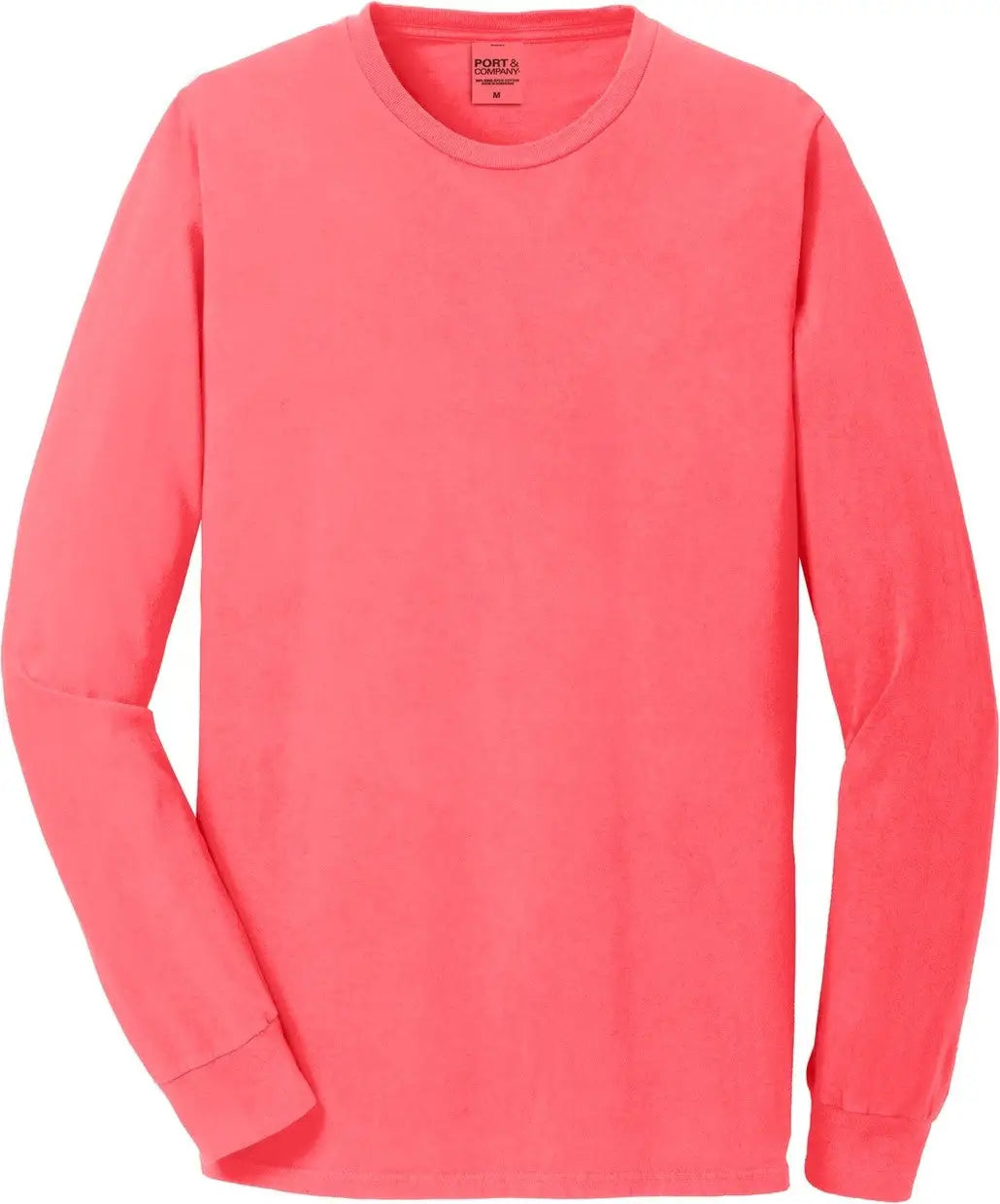 Port & Company Pc099ls co Beach Wash Garment-dyed Long Sleeve Tee - Neon Coral