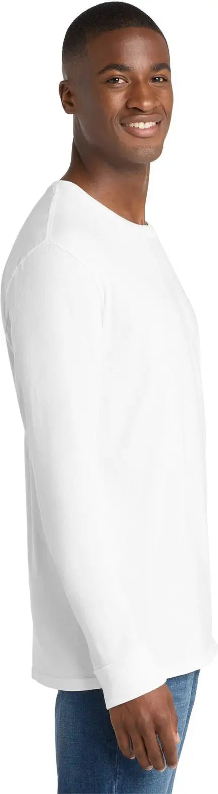 Port & Company Pc099ls co Beach Wash Garment-dyed Long Sleeve Tee - White