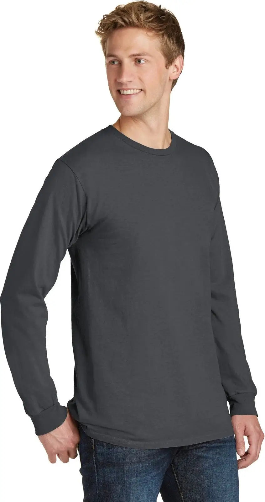 Port & Company Pc099ls co Beach Wash Garment-dyed Long Sleeve Tee - Coal