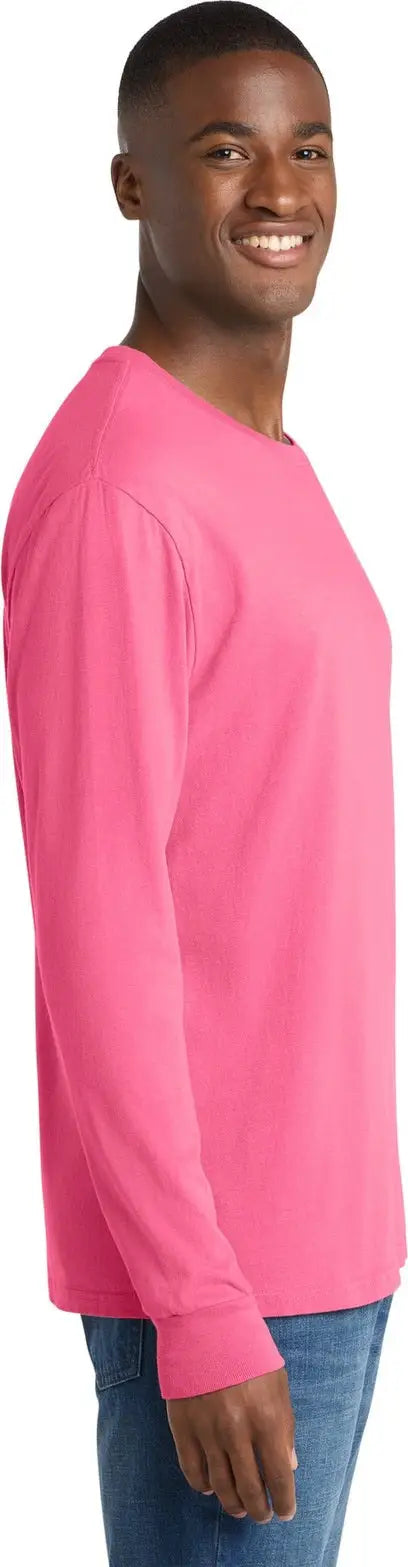 Port & Company Pc099ls co Beach Wash Garment-dyed Long Sleeve Tee - Neon Pink
