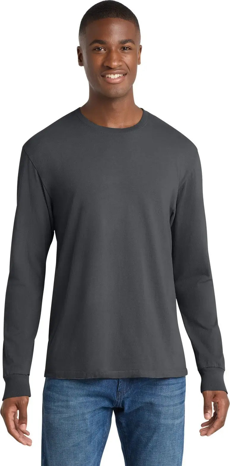 Port & Company Pc099ls co Beach Wash Garment-dyed Long Sleeve Tee - Coal