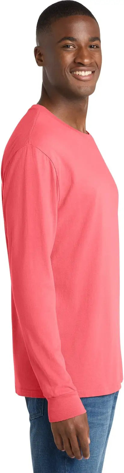 Port & Company Pc099ls co Beach Wash Garment-dyed Long Sleeve Tee - Neon Coral