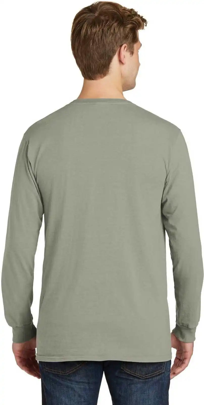 Port & Company Pc099lsp Beach Wash Garment-dyed Long Sleeve Pocket Tee - Walnut